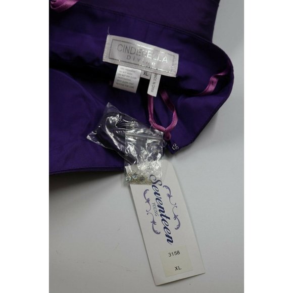 Cinderella Divine Juniors Purple Strapless Short Evening Prom Dress w/Wrap Sz XL - Picture 4 of 7